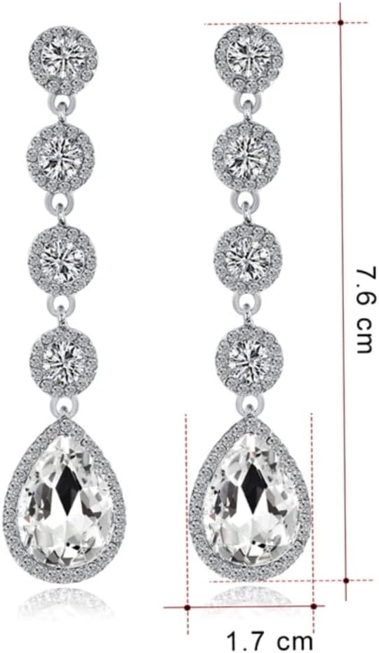 Kara Nicole Women's Elegant Austrian Crystal Silver Long Drop Wedding Bridal Teardrop Dangle Earrings