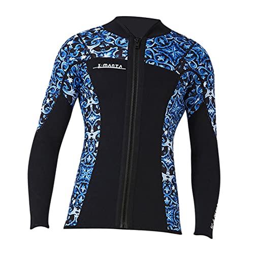 Herren/Damen Neoprenanzüge Jacke 3mm Neopren Oberteile Erwachsene Mädchen Surfen Tauchen Anzug Top Neoprenanzug Jacke Lange Ärmel Wassersport Neoprenanzüge - Herren Blau, XL