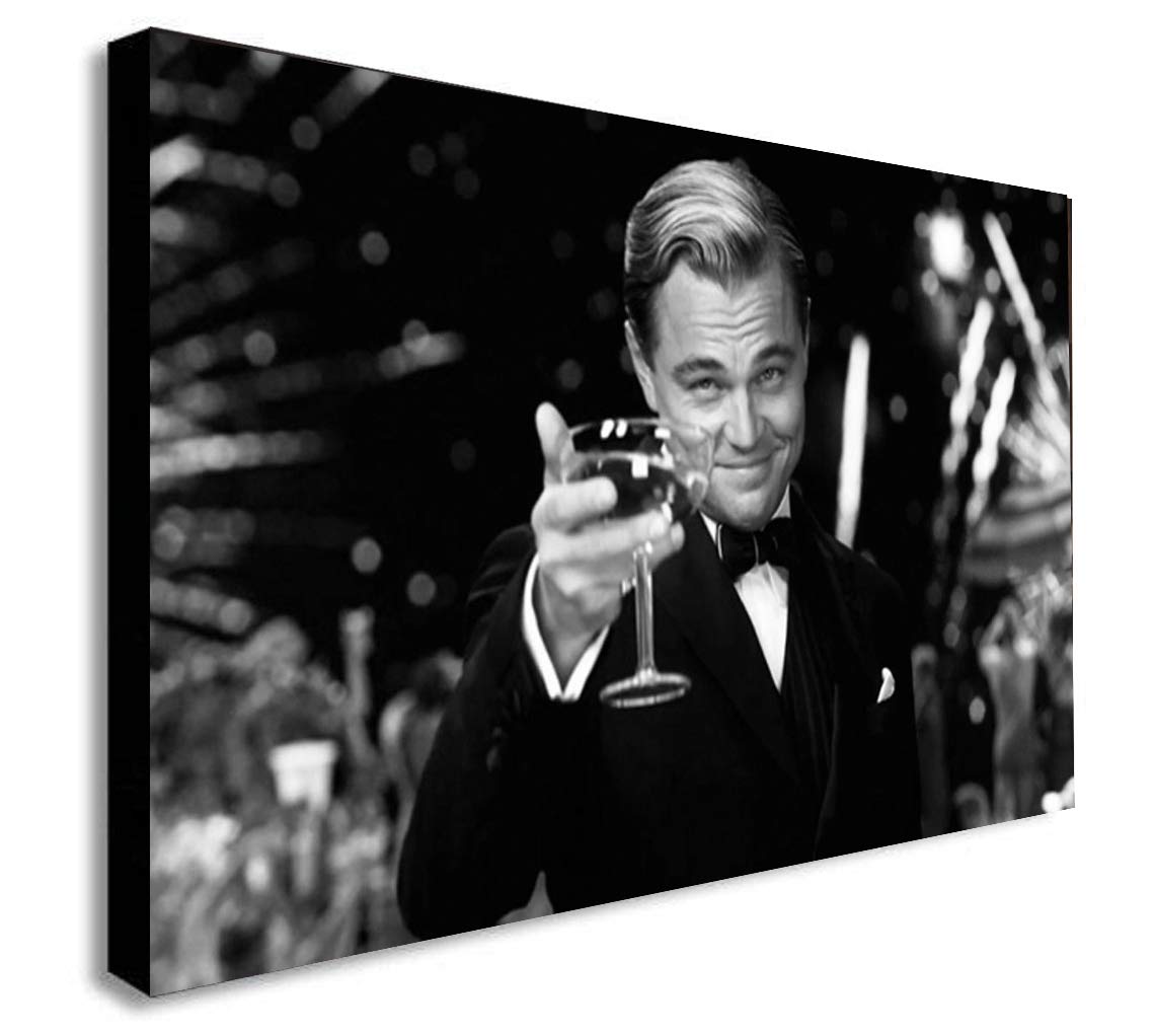 Gerahmter Kunstdruck auf Leinwand, Motiv The Great Gatsby, Leonardo DiCaprio, verschiedene Größen (A0, 47 x 33 Zoll)