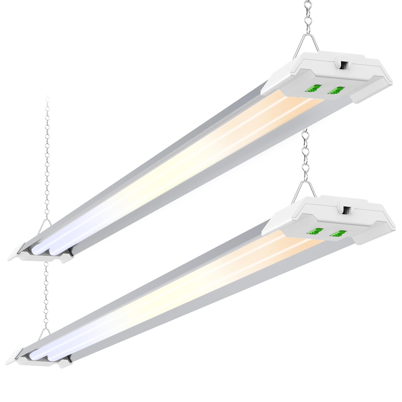 ALUSSO® LED Shop Lights 4FT with Reflector, 5000LM Super Bright, Adjustable 3000K-5000K Color Temperature, 120V, Warm to Cool Daylight Linkable Shop Lights for Workshop/Basement, 2 Pack