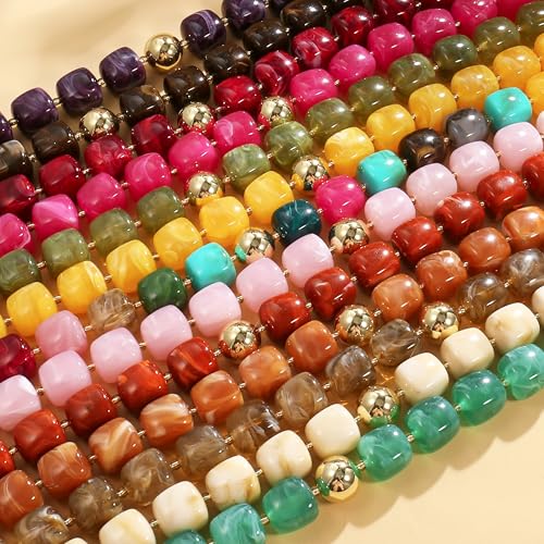 BREPINE Deep Red Chunky Necklaces for Women Multicolored Large Square Resin Beads Necklace Trendy Bold Statement Beaded Summer Candy jelly Vacation Choker by BREPINE - Used condition - Image 6