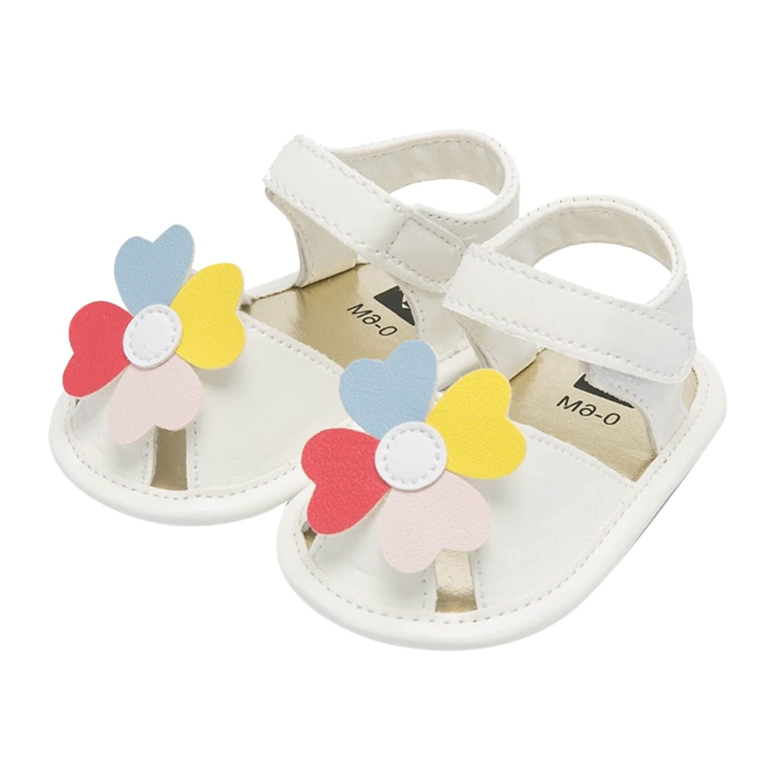 Infant Girls Floral Shoes First Walkers Shoes Summer Toddler Flower Flat Sandals Girl Sandal (White, 6 Infant)