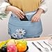 FekiLoot White Flowers Light Blue Wood Server Apron with 3 Pockets, Waterproof Half Apron for Waiters Fashion Bistro Aprons for Restaurant Server Work