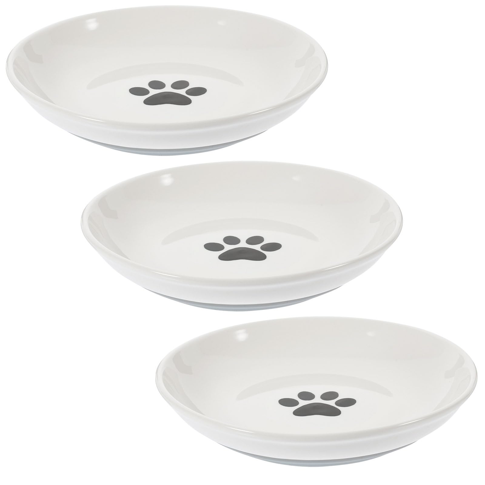 ABOOFAN Set 3 Ciotole per Gatti in Ceramica Profonde e Basse Fondo Antiscivolo in Silicone, Ciotola Rotonda per Cibo e Acqua, per Gattini e Alimentazione senza Stress dei Baffi