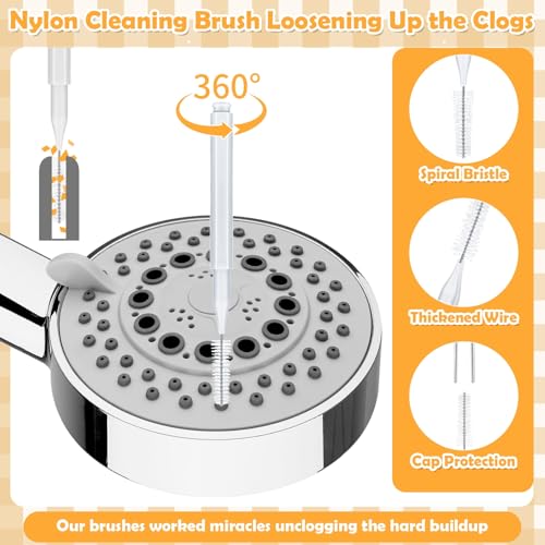 Image of 80 Pcs Shower Head Cleaner Tool-Showerhead Cleaning Brushes + Stainless Steel Picks, Small Hole Crevice Cleaning Brush for Shower Head, Shower Head Cleaner for Clog Removal & Hard Water Deposit(White)