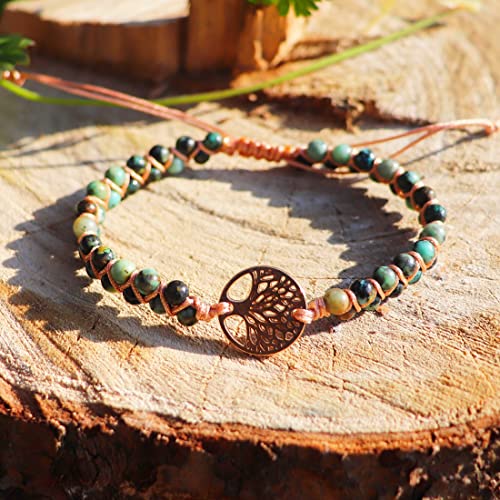 Image of YGLINE Boho Handmade Natural Stone Bead 3 Row Wide Wrap Wrist Statment Bracelet Jewelry Collection