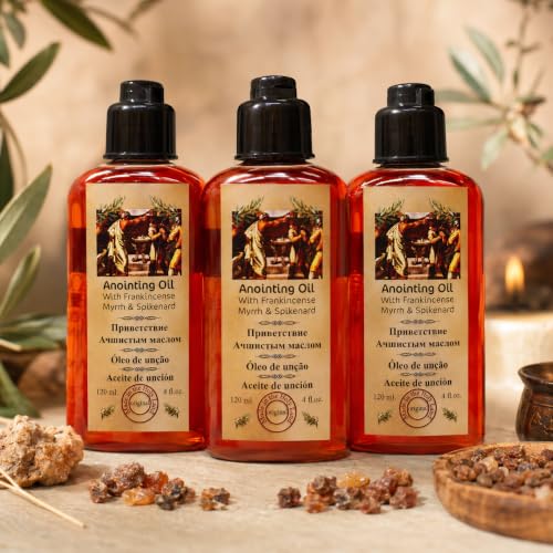 Zuluf Frankincense and Myrrh Anointing Oil Set of 3 with Spikenard from Jerusalem Biblical Christian Prayer Oil from the Holy Land Bethlehem for Baptism Godparent Faith Gift 12.2 Fl Oz 3 Pack - Image 6
