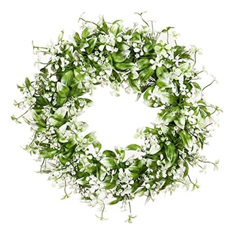 18 inch Artificial Spring Wreath White Gypsophila Floral Wreath for Front Door Wall Wedding Party Home Decor Cover