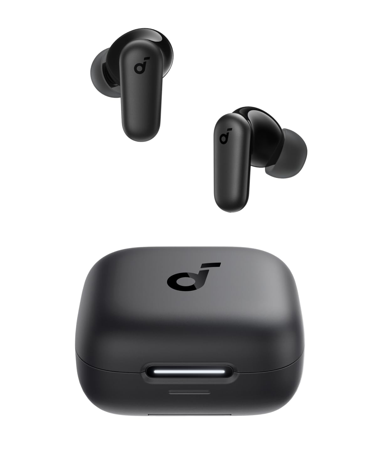 Soundcore Anker P30i bezprzewodowe słuchawki douszne z głośną i inteligentną redukcją szumów, potężny bas, 45 godzin odtwarzania, etui i uchwyt do smartfona 2 w 1, IP54, Bluetooth 5.4 (czarny)