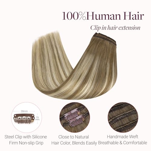 Image of GOO GOO Clip in Hair Extensions Real Human Hair Blonde Remy Extensions