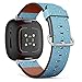 CJBROES Replacement Leather Watch Band, Compatible with Fitbit Versa 3 and Fitbit Sense of Wristband Bracelet Accessory - Blue Starry Sky