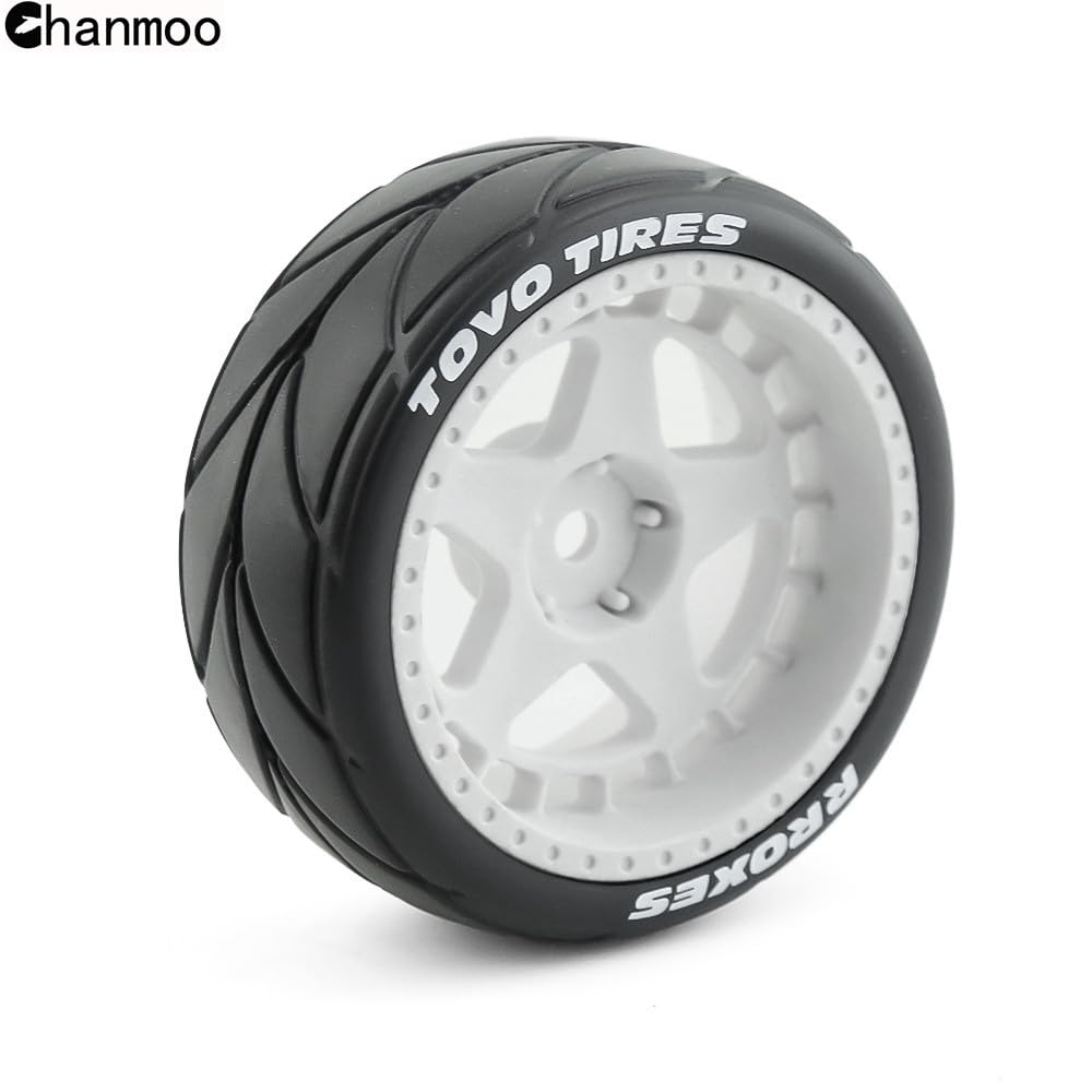 Chanmoo 1/10 Scale Rally Tires & Wheels – 12mm Hex On-Road RC Car Tires (4PCS)