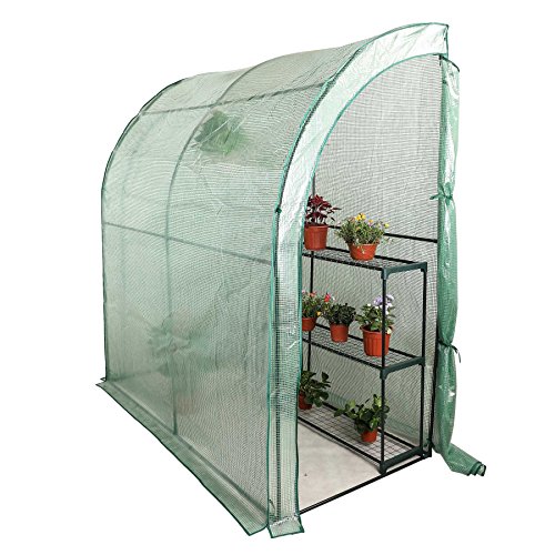 CO-Z Lean to Greenhouse Walk in, Portable Mini Green House with PE Cover, Waterproof Hot House UV Protected Walking Plant Green House, 3.3 x 6.6 x 7.0 Feet.
