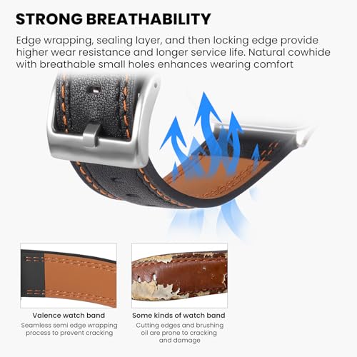 Image of Soft Genuine Leather Band for Apple Watch 49mm 46mm 45mm 44mm 42mm 38mm- Women /Men Vintage Retro Replacement Wristband Strap with Metal Buckle for iWatch Ultra 3 /2 /SE /Series 11 /10 /9 /8 /7 /6 /5 /4 /3 /2 /1