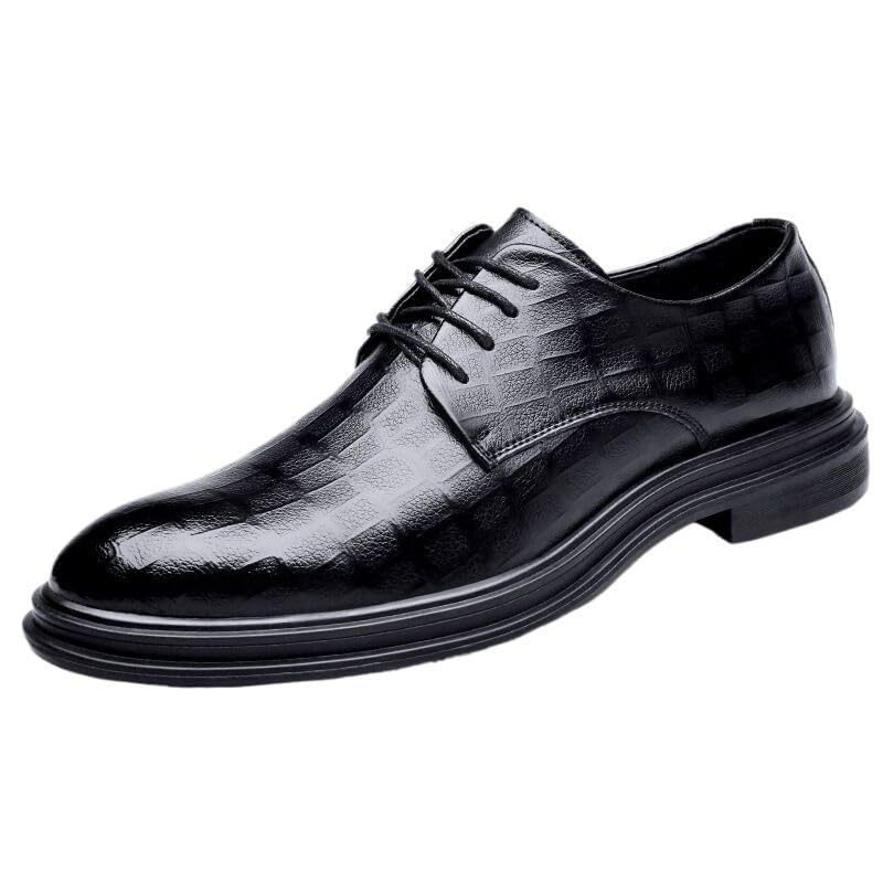 Men's Dress Formal Shoes Leather Working Non Slip Block Heel Anti-Slip Slip Resistant Office Business Classic Lace Up Plain Toe