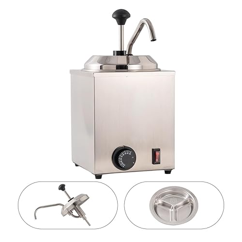 Dispensador de queso redondo de acero inoxidable con salsa de chocolate, mantequilla y nachos, dispensador de queso con bomba