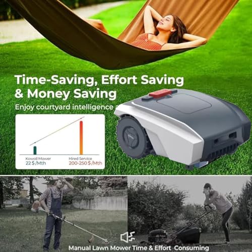 menglanchang CortacéSped RobóTico,Robots CortacéSpedes,Corta hasta 1500m² | CortacéSped RobóTico AutomáTico con Control De AplicacióN, PlanificacióN Rutas Y EstacióN Carga,Altura Corte 20-55mm,Grey - imagen 2