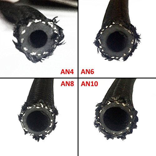 theBlueStone -4AN -6AN -8AN -10AN Braided Fuel Line Hose 20FT -6AN Nylon Braided for 3/8" Tube Size