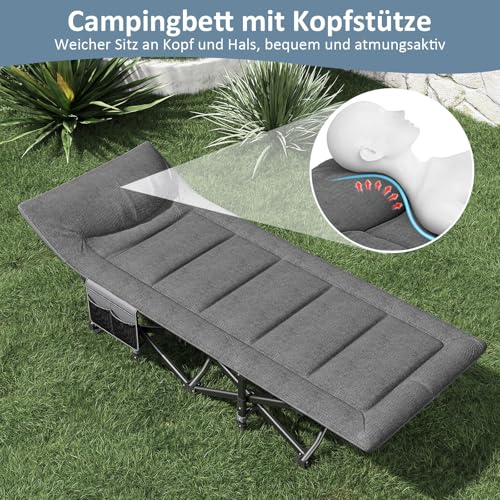 Mopaicot Furn Campingbett feldbett klappbar, Faltbar Gästebett bis 200 kg für, Indoor, Outdoor und Garten