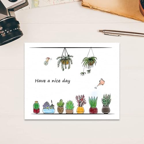 Hying Spring Potted Plants Flower Clear Stamps For Card Making, Watering Can Cactus Transparent Rubber Stamps For Bullet Journal Diy Scrapbook Decoration Handmade Crafts Notebook #TOP4