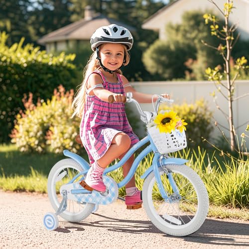 Image of BABY JOY Kids Bike, 12 14 16 18 20 Inch Boys Girls Bike w /Removable Basket | Kids Bicycle with Adjustable Seat & Handlebar, Handbrake & Coaster Brake, Training Wheels or Kickstand (Multi-Color Choices)