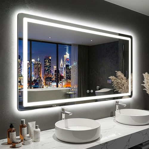 Image of LED Bathroom Mirror with Lights, 30 inchx55 inch Lighted Vanity Mirror for Wall