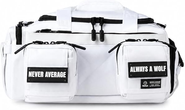WOLFpak 20L Mini Gym Duffle Bag Reinforced, Shoe Compartment Polar White