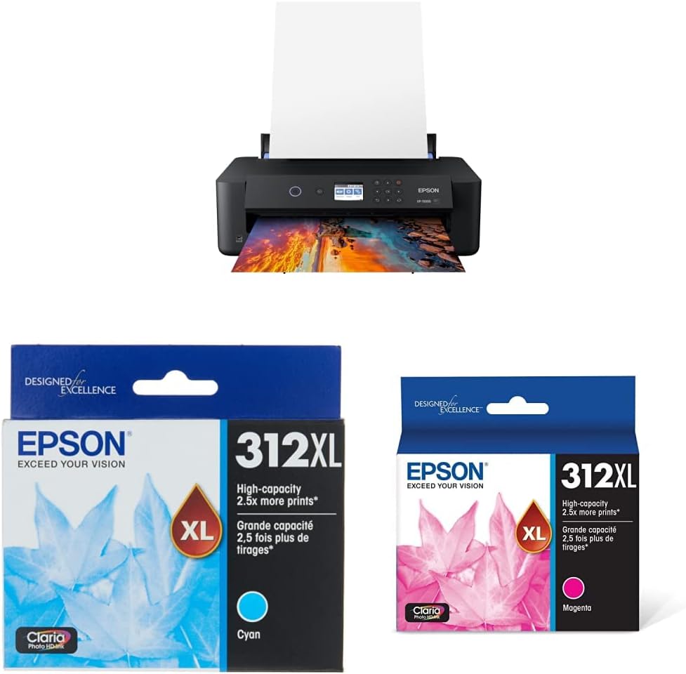 Expression Photo HD XP-15000 Wireless Color Wide-Format Printer T312 Claria Photo HD -Ink High Capacity Cyan T312 Claria Photo HD -Ink High Capacity Magenta