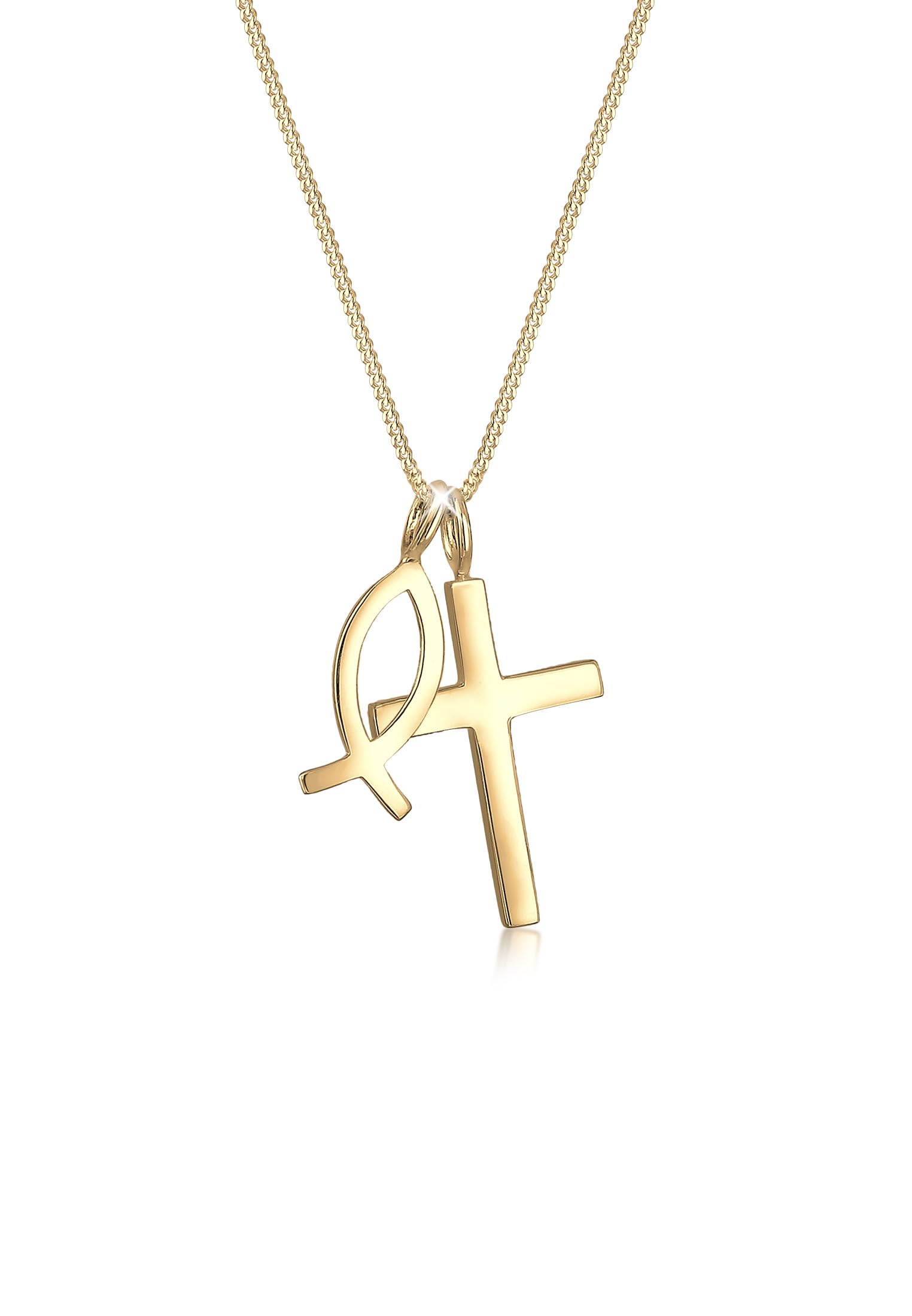 Elli Collares Mujeres Colgante Cruz Pez en Plata de Ley 925