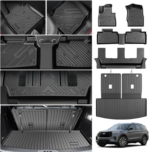 Cartist Floor Mats for Ford Explorer (Only for 7 Seats) 2020-2025 2026 All Weather Cargo Liner for Explorer Accessories Heavy Duty Car Mats Car Accessories