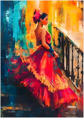 Générique Poster coloré d'une danseuse flamenco. Affiche flamenco Espagne, europe. Décoration...