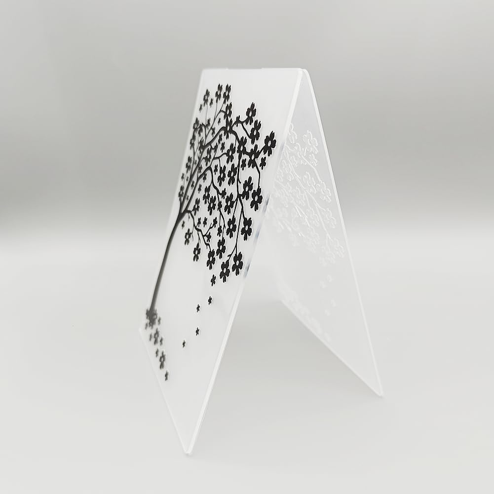 Plastic Embossing Folder A6 Size Falling Flower Tree Paper Crafts Plastic Textured Impressions for Card Making Scrapbooking
