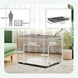 PawHut Dog Crate, Folding Metal Dog Cage with Two Doors, Tray, Soft Cushion, for Small Dogs, 76 x 53 x 60 cm, Black - Image 7