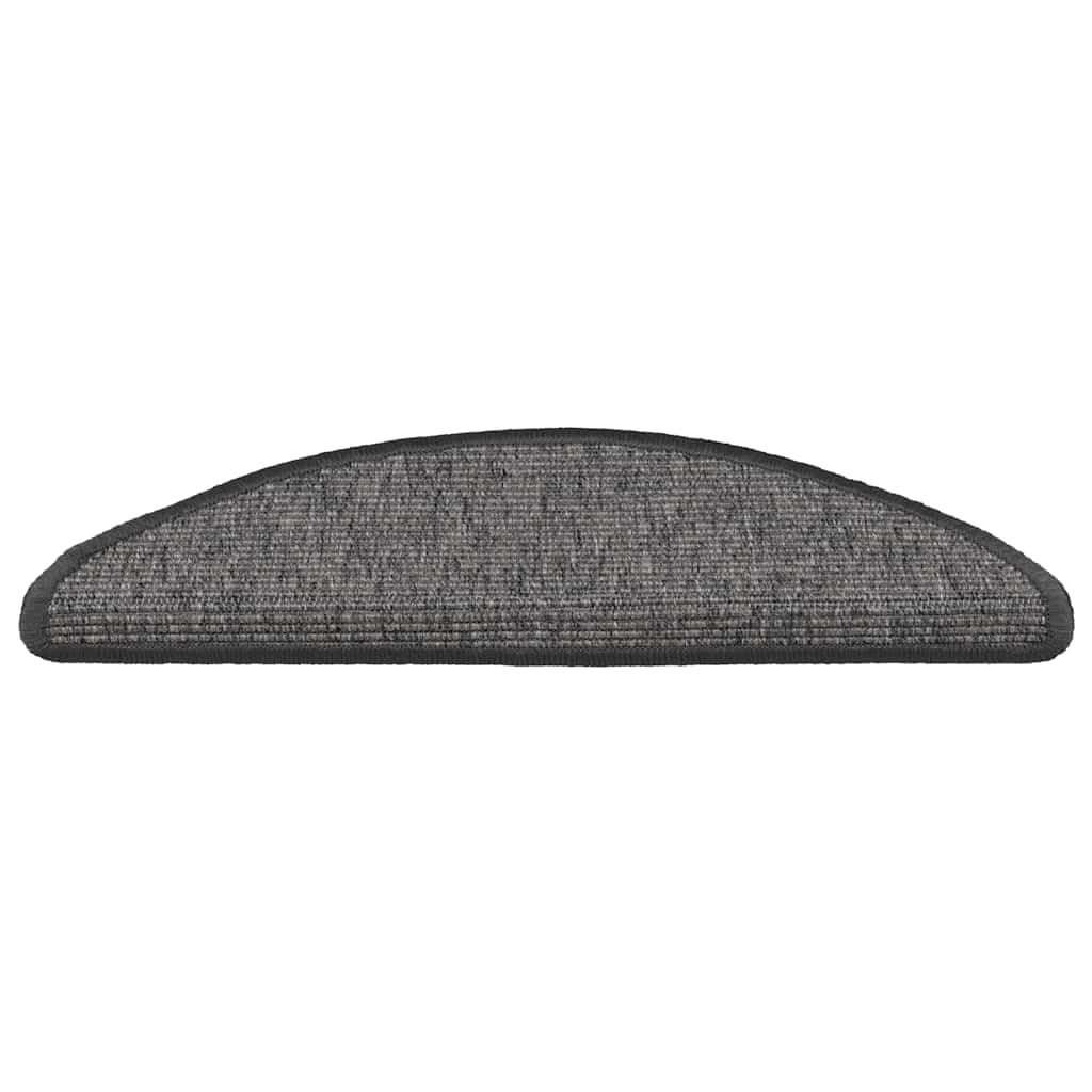 Stufenmatten 15 Stück 56x17x3 cm Beige und Grau Halbrund Treppenstufen Matten, Teppich Innen für Treppen, rutschfest Stufenmatten Treppenteppich
