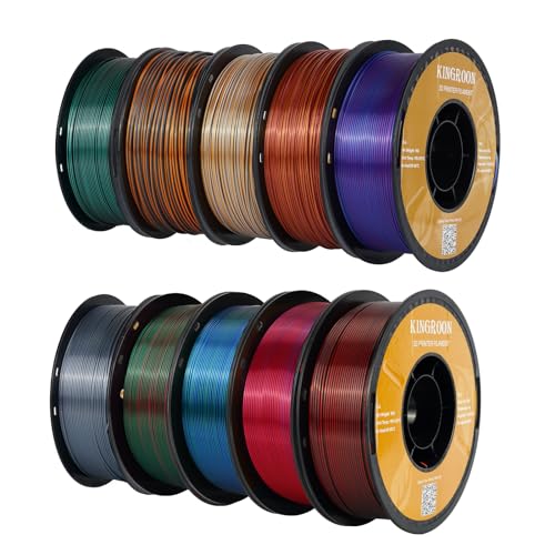 Image of Kingroon PLA Filament, Multicolor Silk PLA Filament, Dual Color 3D Printer Filament 10 Rolls, 10kg Spool(22lbs), 1.75 mm, Dimensional Accuracy + /- 0.03 mm, 10 Different Dual Colors