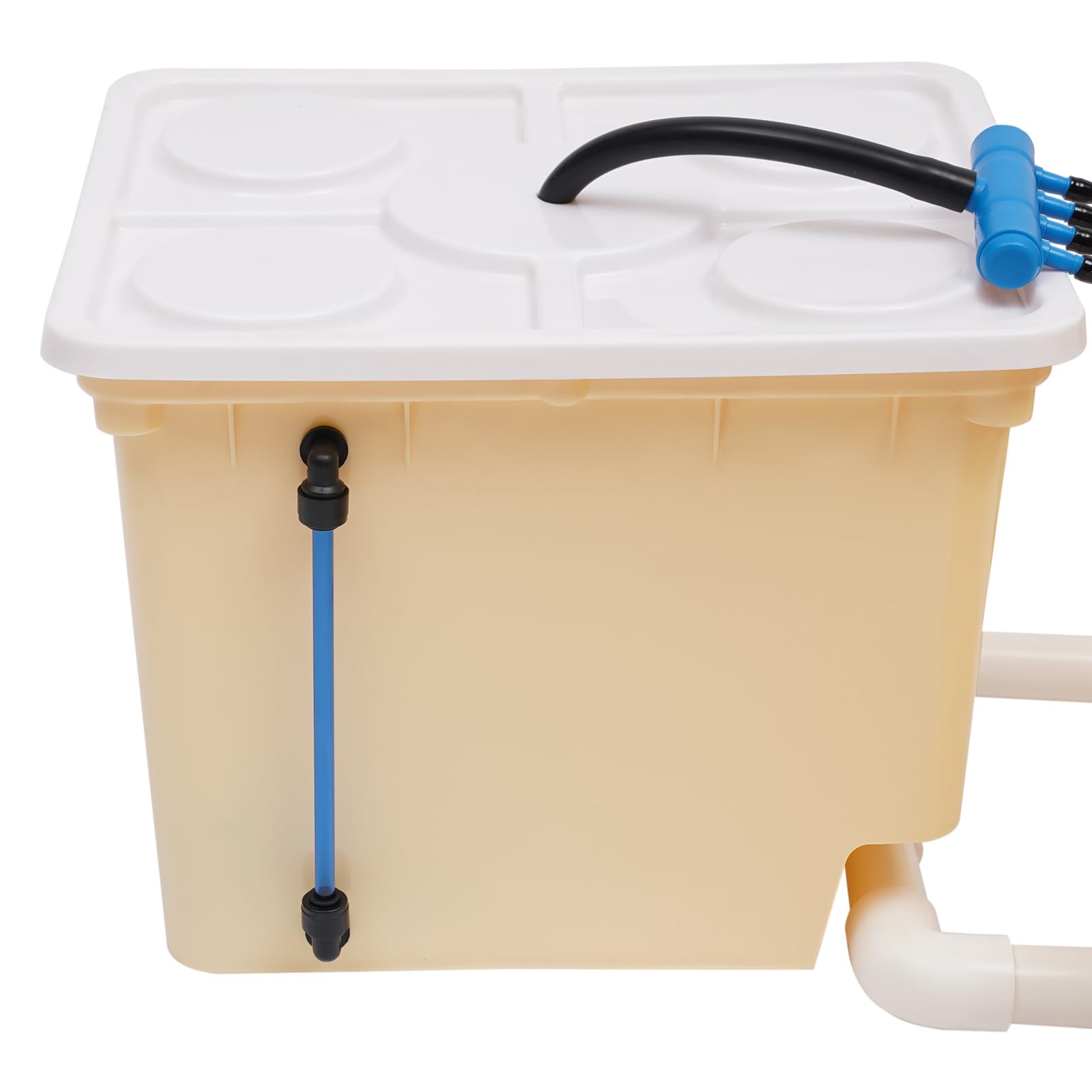 DWC Hydrokultur Anbausystem, Tiefwasserkultur 4 X 11.9L-Eimer, DWC Hydroponic System mit Wasserstandsrohr enthalten und 4W-Tauchpumpe, Schutzklasse IPX8, für den Anbau von Gemüse, Obst, Blumen