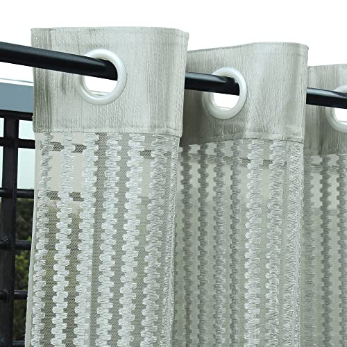 Image of Story@Home Sheer Polyester Linen Look Semi Transparent Voile Grommet Door Curtain (Grey, 46 x 84 Inch Long) - Set of 4 Panels