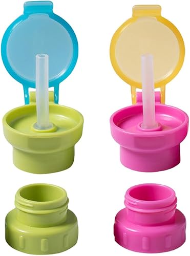 2 tapas giratorias para botellas, a prueba de derrames, tapa giratoria para jugo de soda, tapas de botellas de agua con popote