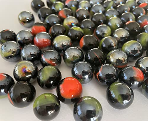 FAIRY TAIL & GLITZER FEE 95 canicas de cristal de color negro, multicolor, 16 mm, piedras de cristal para rellenar jarrones, piedras brillantes, cuencos decorativos, juego de canicas Cover