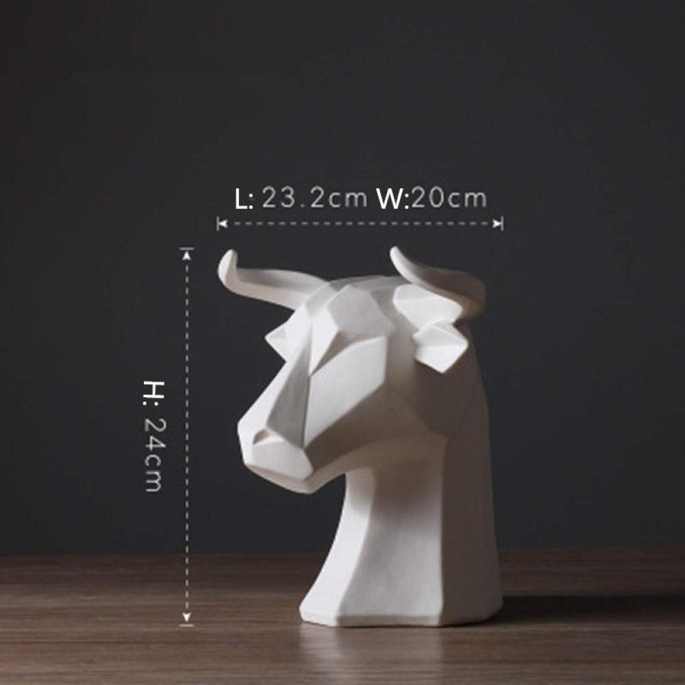 Amazon.co.jp: 置物動物の白い牛の頭セラミックホワイトウェア像の装飾