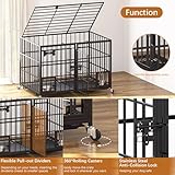 Hundekäfig, Hundebox mit Bodenschale, Hundekäfig mit Trennwand, Hundegitterbox mit 2 Türen und Tablett, 2 in 1 Doppelbox Hundegitterbox für Große und mittlere Hunde, 107 x 73 x 69 cm, Schwarz