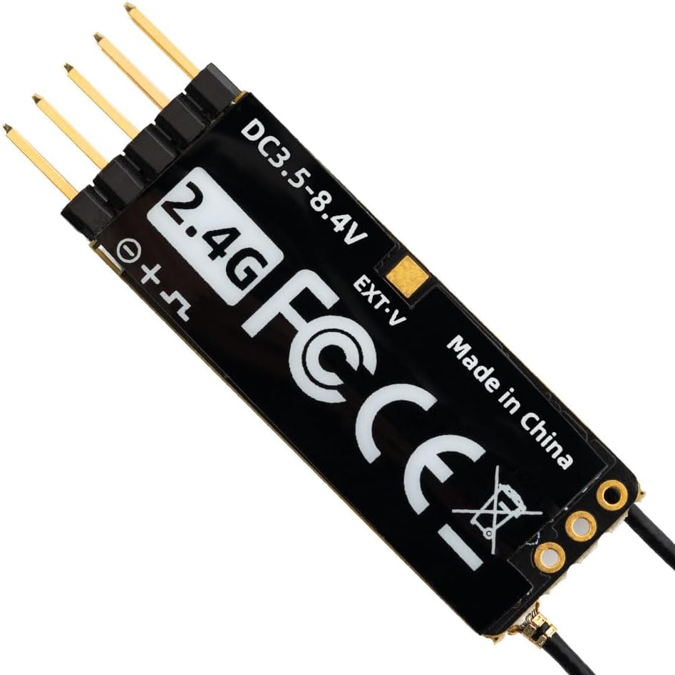RadioMaster ER6G ER6GV Slim ExpressLRS CRSF PWM Dual Antenna RC Receiver for Fixed-Wing Aircraft Gliders (ER6GV)