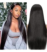 13x6 Straight Lace Front Wigs Human Hair 13x6 HD Lace Front Wigs 12A Bone Straight Hair Glueless ...