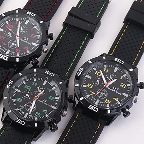 Relógio Masculino Esporte Fino Com Pulseira De Borracha Esportivo Analógico De Pulso Sport (Preto e