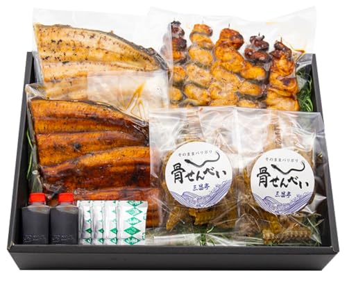 [三昌亭]創業145年!老舗うなぎ屋のうなぎかば焼き100g×1、白焼き100g×1、くりから×5本、骨せんべい30g×2セット