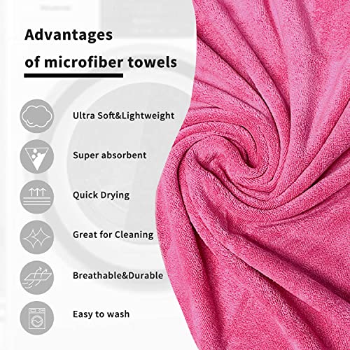 Image of Sassoon Venir Microfiber 1 Piece Men Bath Towel 450 GSM (80x160cm, Coral Pink Color) Ultra Soft Material, Towel for Daily use