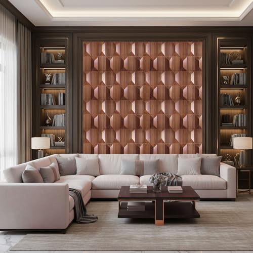 Image of Kayra Decor 3D PVC Wall Panels for Bedroom & Living Room | Artisian Design | Blackwood Color| 19.7 x 19.7 Inch | Pack of 12 | 32.28 Sq Ft