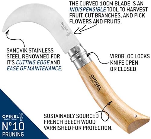 Opinel No. 10 Pruning Folding Knife - Stainless Steel for Pruning, Grafting, Orchards, Vineyards, and Gardening - Thumbnail 5