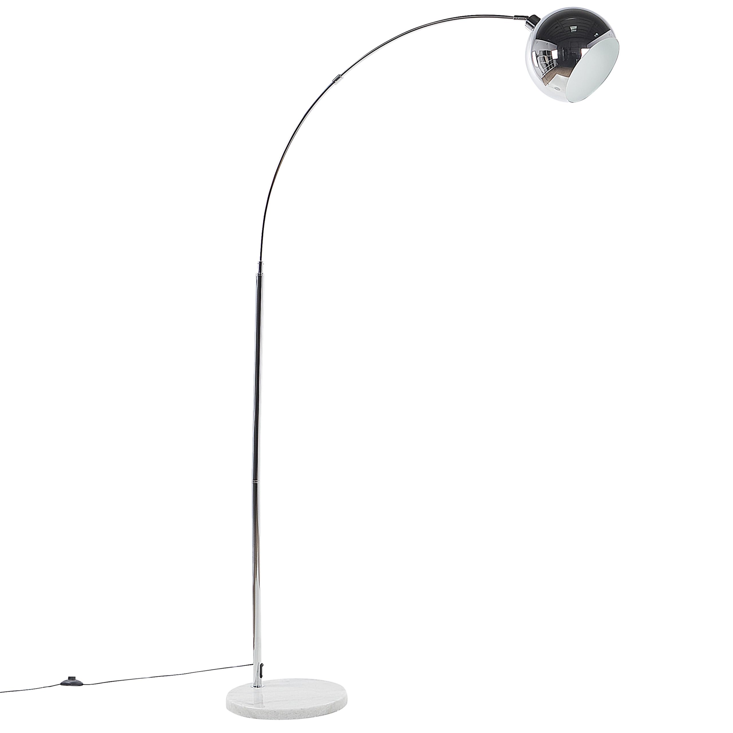 Lampadaire Design Arc Abat-jour Suspendu Réglable en Méral Argenté Brillant Éclairage de Salon Chambre Glamour Chic Moderne