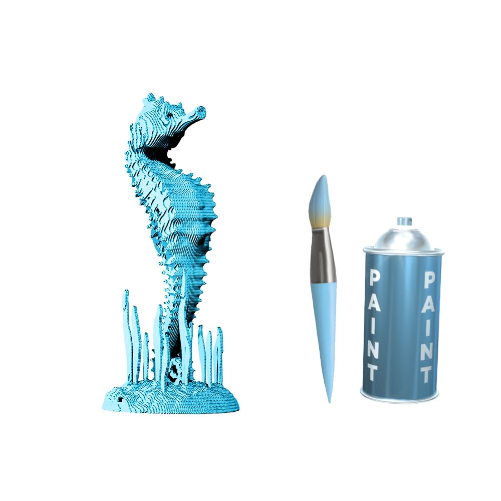 Hippocampe Puzzle 3D en Carton – Maquette à Monter | 109 Pièces, 28 × 14 × 11 cm – Kit Sculpture DIY à Peindre, Matériaux Recyclés, Ados & Adultes, Idée Cadeau Déco